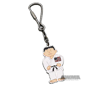 Karate Man with Flag Keychain