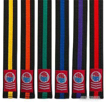 ProForce® 1.5" Double Wrap Color Striped Black Karate Belt