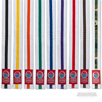 ProForce® 1.5" Single Wrap Color Striped White Karate Belt